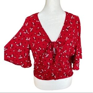 Rue21 floral red top with flowy arm detail L